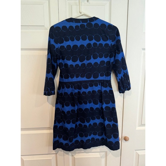 Anthro Boden Womens Blue Button Front Pockets Polka Dot Corduroy Dress - Picture 6 of 8